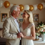 Couple joyeux de 60 ans lors d'une célébration intime
