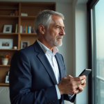 Homme d affaires en costume dans un appartement moderne