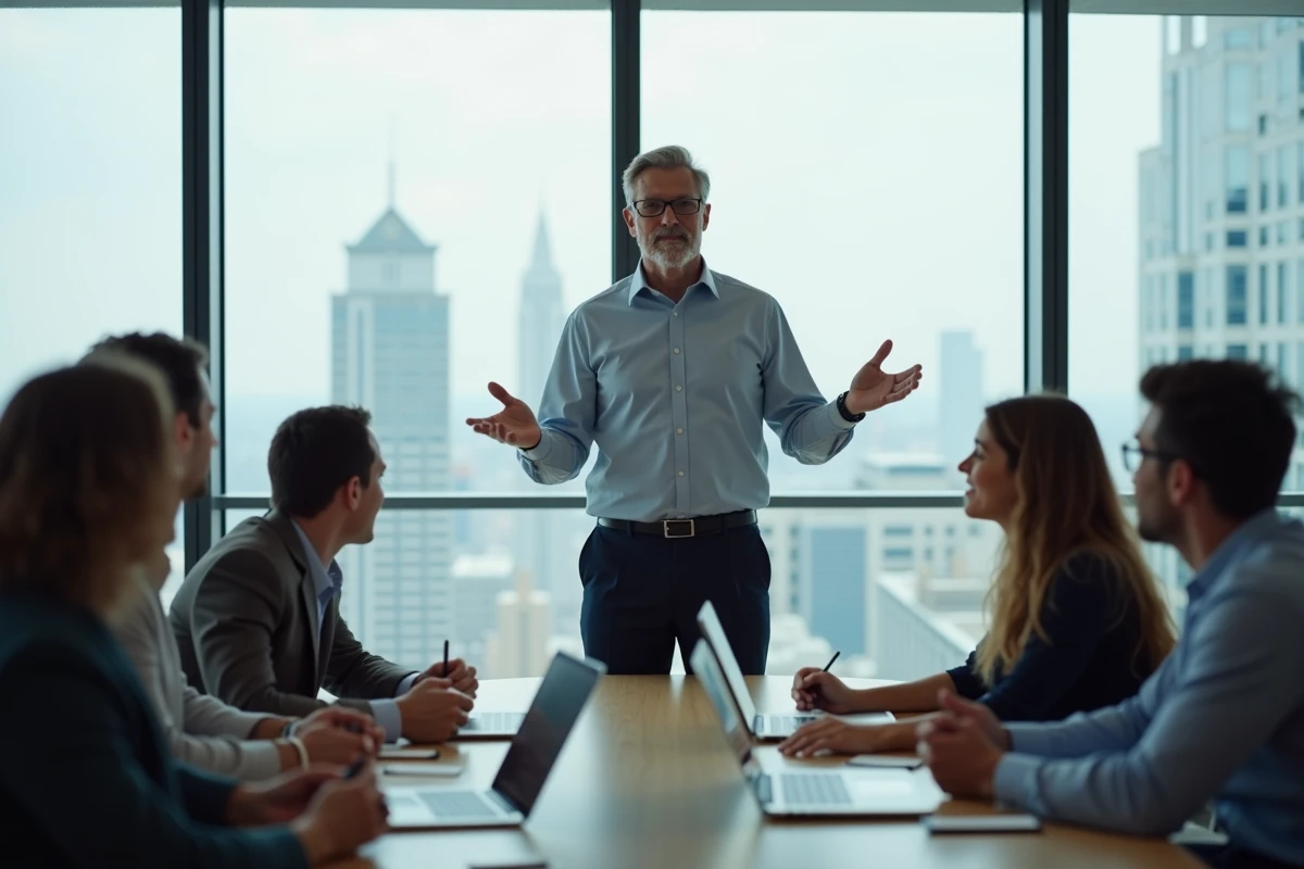 Homme en réunion dans un espace de travail collaboratif